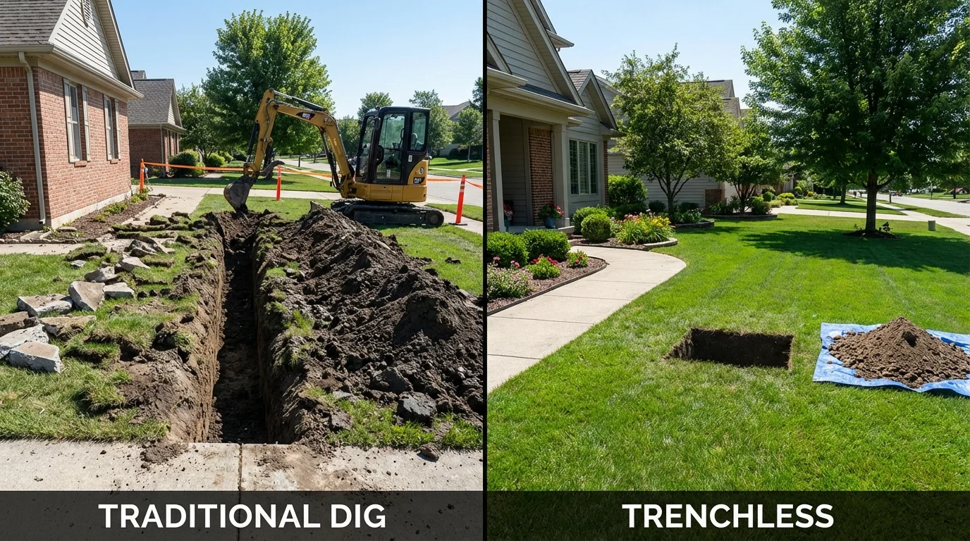 Trenchless sewer repair with minimal yard damage versus traditional excavation in Montgomery, AL